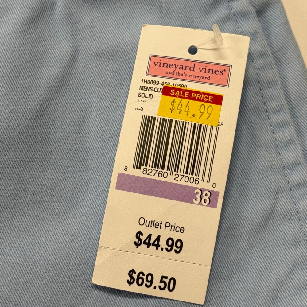 Vineyard Vines Mens 38 9 Inch Club Shorts Light Blue Cotton Twill NWT Chino Golf - Picture 8 of 10